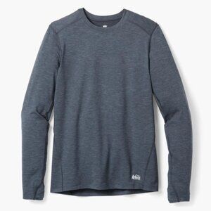 REI Men’s Midweight Long-Sleeve Base Layer Top in Blue Nights Heather Size L